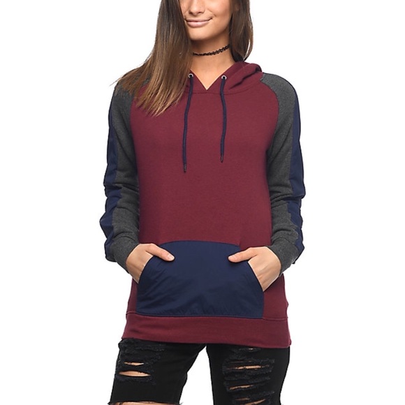 sophia burgundy , blue & charcoal sweater - Picture 1 of 3